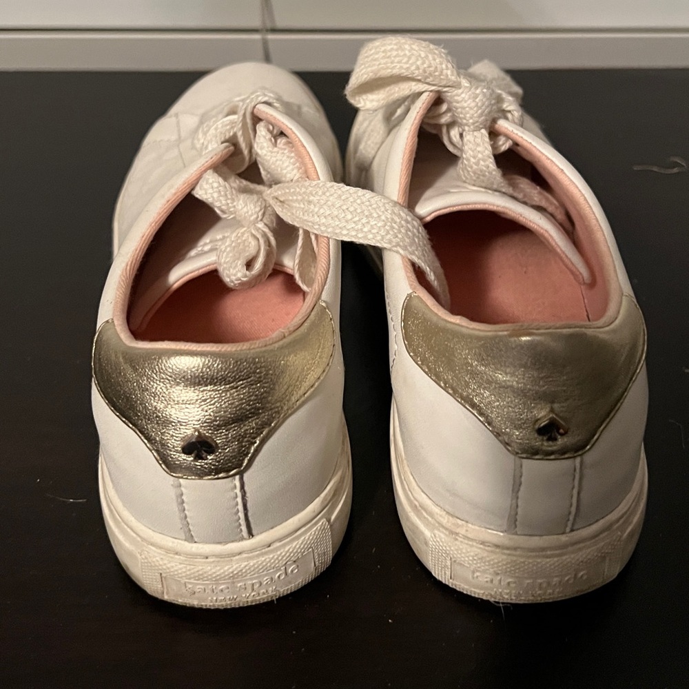 kate spade White Sneakers with Gold Heel and Pink Lining